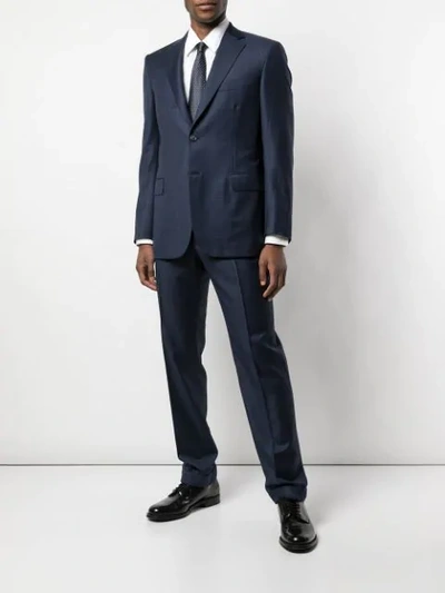 Shop Brioni Checked Two-piece Suit In Blue