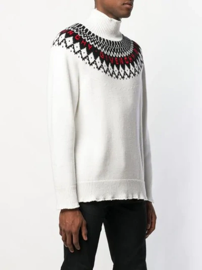 Shop Givenchy Roll Neck Logo Sweater In White