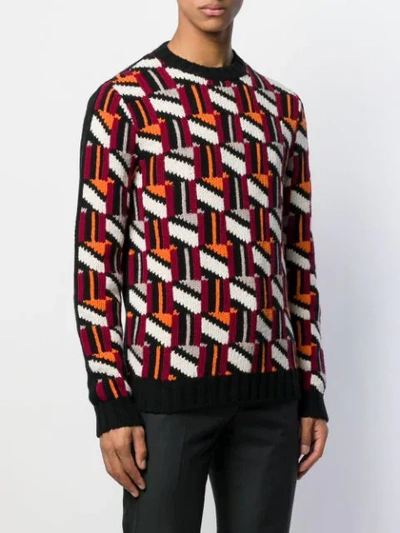 Shop Prada Tessellated Intarsia Knitted Jumper In Red