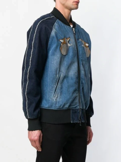 Shop Diesel Black Gold Hunting Embroidery Bomber Jacket In Blue