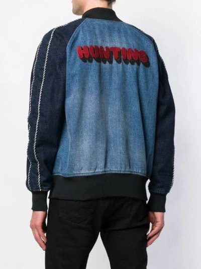 Shop Diesel Black Gold Hunting Embroidery Bomber Jacket In Blue