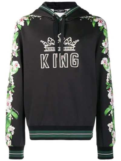 Dolce & Gabbana King Embroidered Hoodie In Black | ModeSens