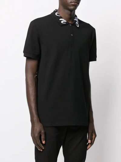Shop Alexander Mcqueen Embroidered Logo Collar Polo Shirt In Black