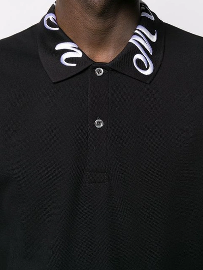 Shop Alexander Mcqueen Embroidered Logo Collar Polo Shirt In Black