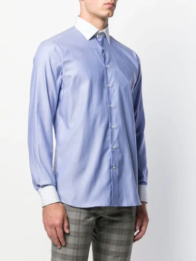 Shop Etro Printed Trim Shirt In Blue