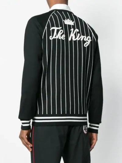Shop Dolce & Gabbana Striped Logo Patch Sweater In Black