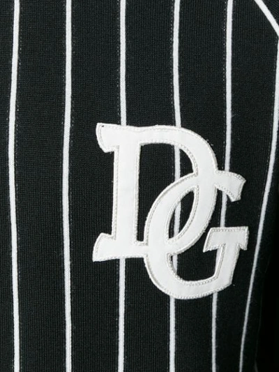 Shop Dolce & Gabbana Striped Logo Patch Sweater In Black