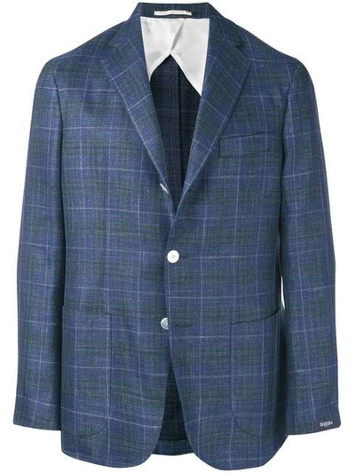 Shop Barba Jimmy Check Blazer In Blue