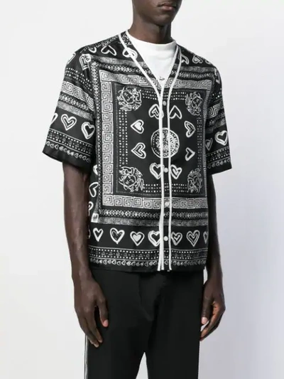 Shop Versace Bandana Print Baseball Shirt In Black