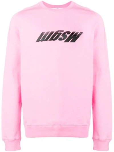 Shop Msgm Logo Graphic Sweatshirt In Pink
