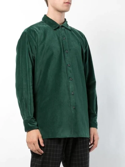 Shop Casey Casey Velvet Classic Shirt In Green