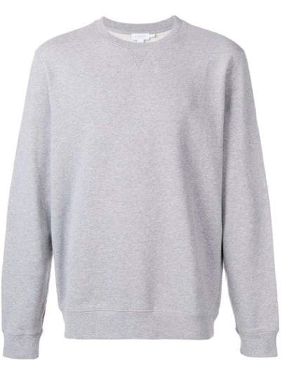Shop Sunspel Crew Neck Sweatshirt In Grey
