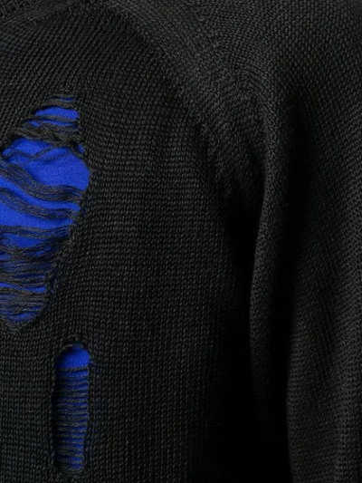 Shop Paura Distressed Sweater In Black