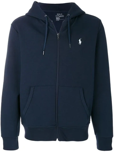 POLO RALPH LAUREN EMBROIDERED LOGO HOODIE - 蓝色