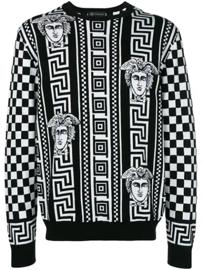 VERSACE Knit DTY Fabric - DTY V1531-ROYAL-BLK-IVO