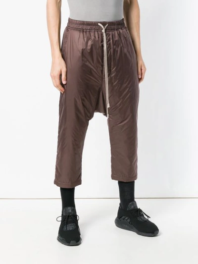 Shop Rick Owens Cropped Track Trousers - Brown