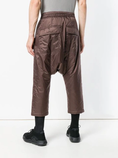 Shop Rick Owens Cropped Track Trousers - Brown