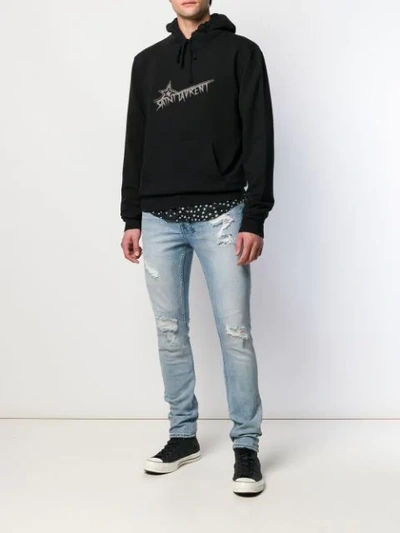 SAINT LAURENT LOGO PRINT HOODIE - 黑色