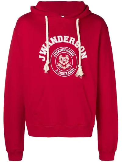 Shop Jw Anderson Logo Print Hoodie In Red