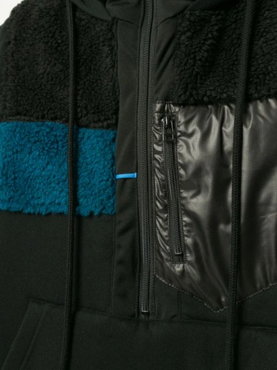 Shop Facetasm Color Blocked Rib Trim Hooded Jacket - Black