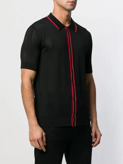 Shop Fendi Ribbed Panel Polo T In Black