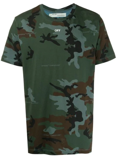 Shop Off-white Camouflage Print T-shirt In Green