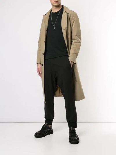 Shop Neil Barrett Belted Trench Coat In Brown