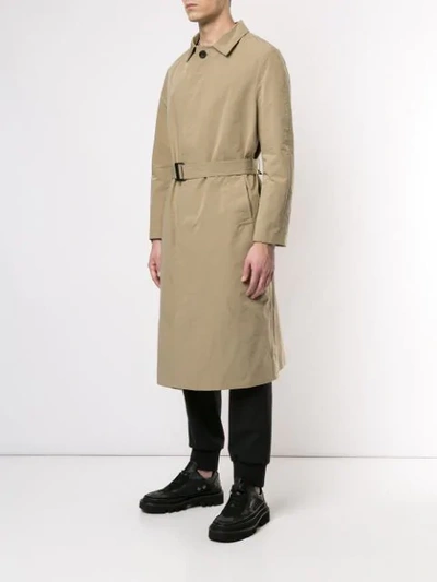 Shop Neil Barrett Belted Trench Coat In Brown