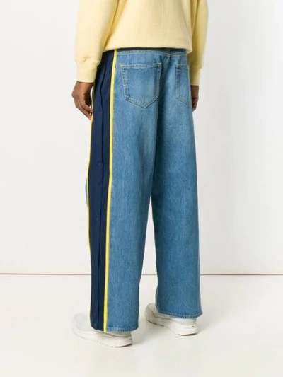 Shop Facetasm Side-stripe Wide-leg Jeans - Blue