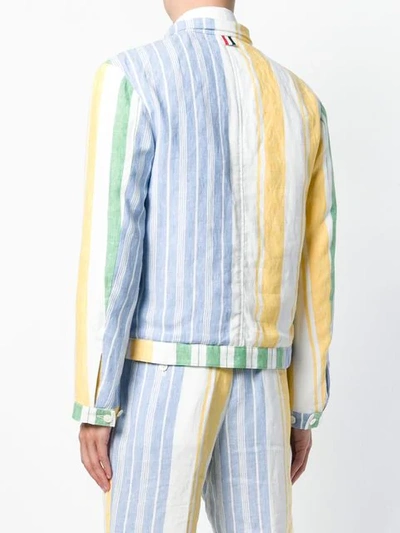 Shop Thom Browne Blanket Linen Barracuda Jacket In 991 Multicolor Mix