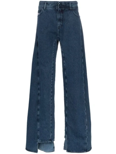 Shop Diesel Red Tag Decay Wide Leg Jeans In Blue