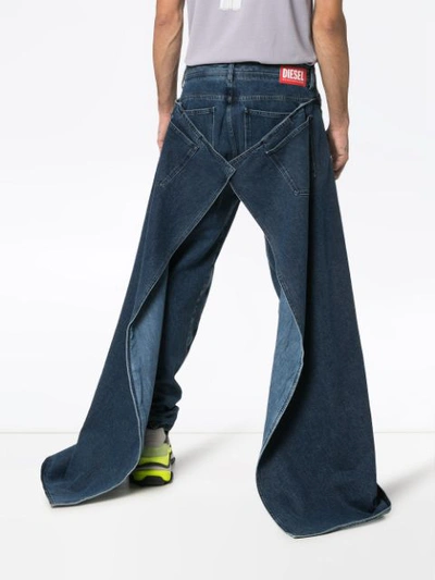Shop Diesel Red Tag Decay Wide Leg Jeans In Blue