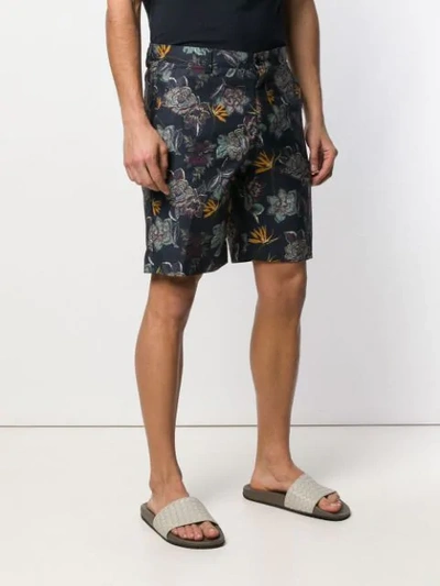 Shop Etro Floral Print Deck Shorts In 200 Blue