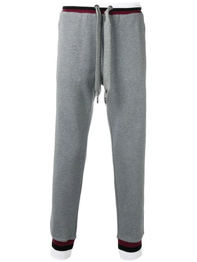 Shop Dolce & Gabbana Embroidered Crown Track Pants In Grey