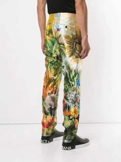 Shop Dolce & Gabbana Tropical Print Trousers In Multicolour