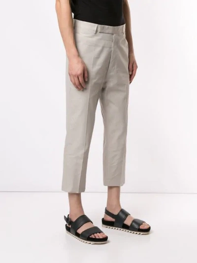 Shop Rick Owens Cropped Tailored Trousers In White
