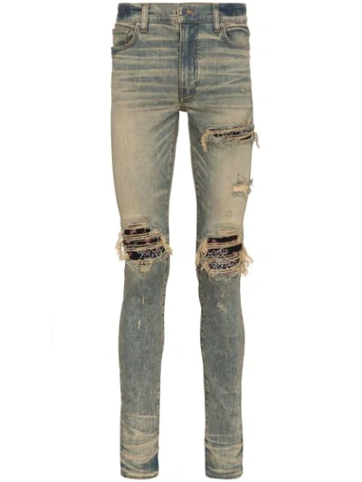 Shop Amiri Mx1 Bandana Skinny Jeans In Blue