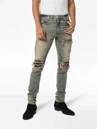 Shop Amiri Mx1 Bandana Skinny Jeans In Blue