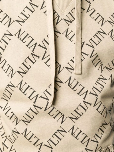 Shop Valentino Logo Print Hoodie In Neutrals