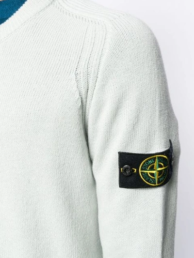 Shop Stone Island Logo Slim-fit Sweater In Blue