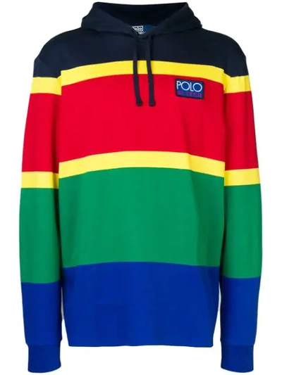 Shop Polo Ralph Lauren Panelled Colour Block Hoodie In Red