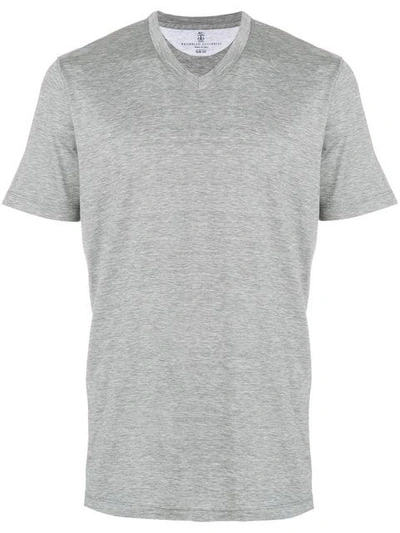 Brunello Cucinelli V-neck T-shirt In Grey