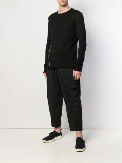 Shop Ziggy Chen Contrast Stirpe Jumper In Black