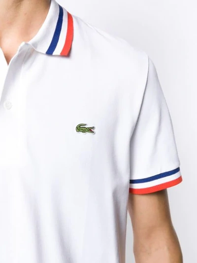 Shop Lacoste Striped Trim Polo Shirt In White