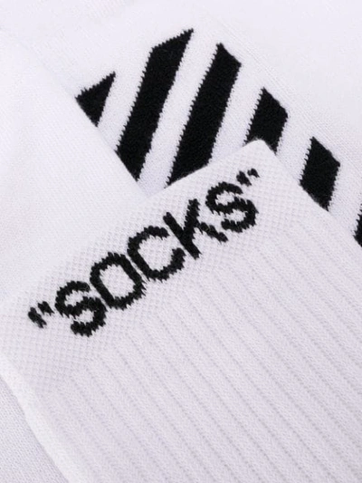 Shop Off-white Embroidered Logo Socks In 0110 White Black
