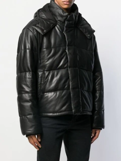 Shop Mcq By Alexander Mcqueen Hooded Puffer Jacket In 1000 Black