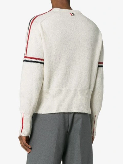 Shop Thom Browne White Wool Jumper With Stripes In 100 - White