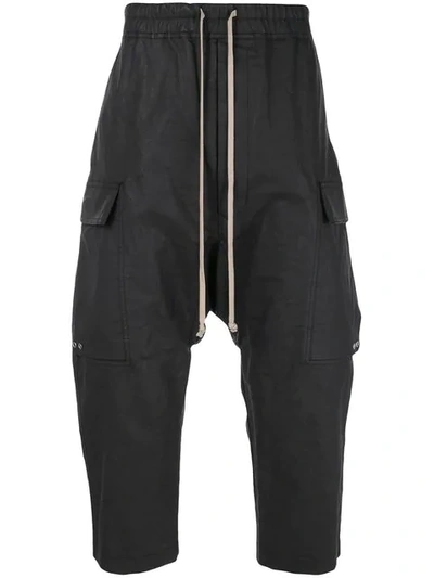 Shop Rick Owens Cropped Cargo Trousers In Black