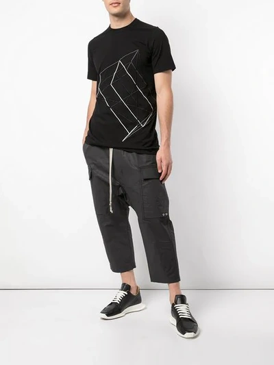 Shop Rick Owens Cropped Cargo Trousers In Black