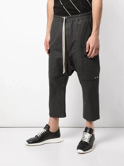 Shop Rick Owens Cropped Cargo Trousers In Black